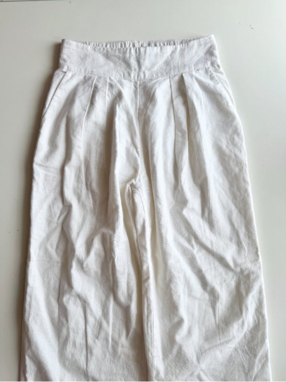 ABERCROMBIE & FITCH White Linen Blend Ultra Wide Leg Trousers Pants - Size XS - Picture 4 of 12